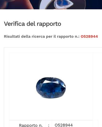 Zaffiro del Kashmir di Ct. 2.54 Blue Certificato 