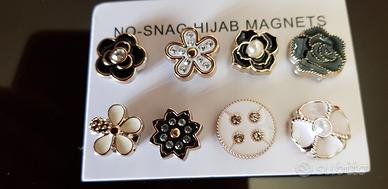 Set di 8 spille magnetiche floreali, smaltate