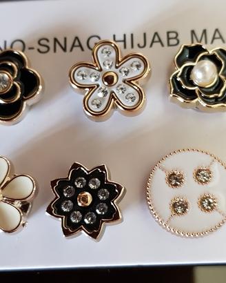 Set di 8 spille magnetiche floreali, smaltate