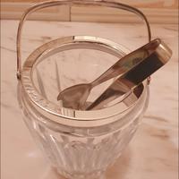 Secchiello per ghiaccio e pinza in argento