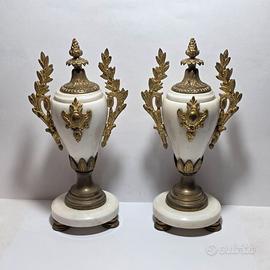 Coppia di Cossolette Marmo e Bronzo Fine XIX