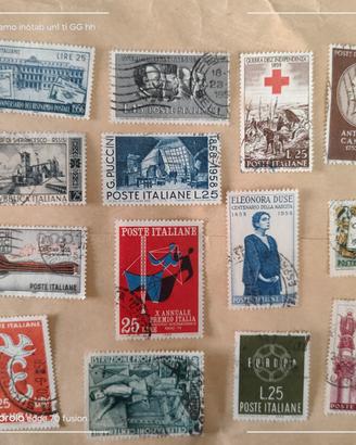 14 francobolli italiani usati del 1953/55/57/59
