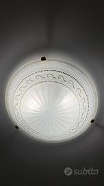 Plafoniera Vintage Vetro Satinato e Decorato