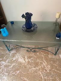 Tavolo in ferro battuto e cristsllo