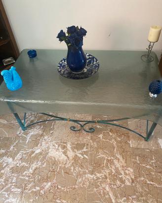 Tavolo in ferro battuto e cristsllo