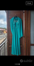 vestito matrimonio con stola verde acqua