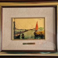 Quadro Francois Lepetit su foglia d'oro