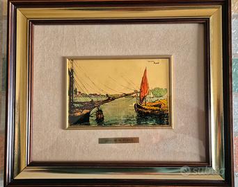 Quadro Francois Lepetit su foglia d'oro