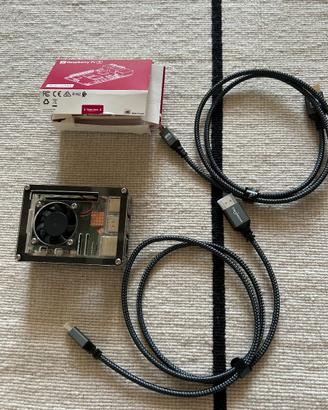 Raspberry pi 5 4 GB con case accessori e cavi HDMI