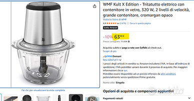 Tritatutto elettrico con bicchiere in vetro , 320W