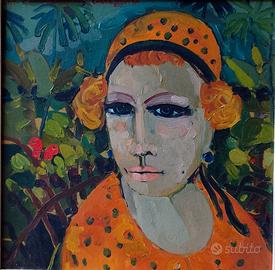 Quadro olio su tavola 1980 Allegrini 40x40 cornice