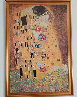 Quadro riproduz. rilievo su legno Klimt Il Bacio