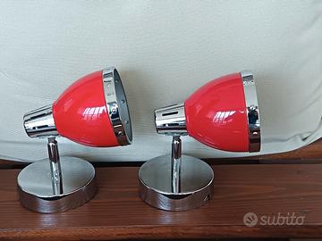 Coppia di Applique anni 80 vintage Rosse e Cromo