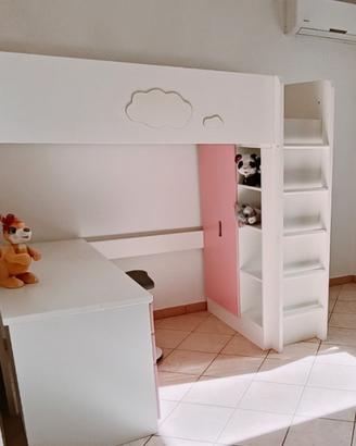 Ikea Smastad Letto a soppalco bianco rosa Hochbett