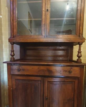 Credenza Cristalliera Antica Doppio Corpo Fine 800