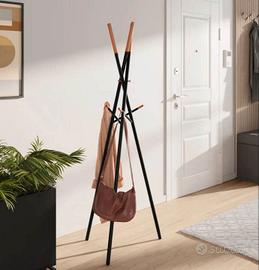 Appendiabiti in metallo nero e legno