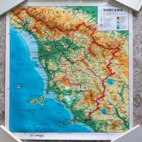 Carta murale fisico politica Toscana.