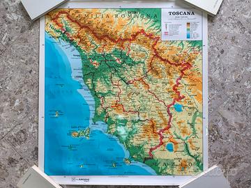 Carta murale fisico politica Toscana.