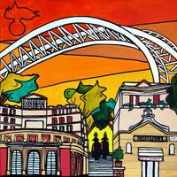 Garbatella con la carabinieri dipinto su tela