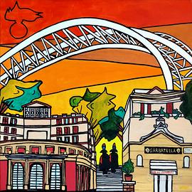 Garbatella con la carabinieri dipinto su tela