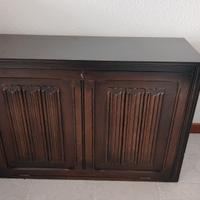 scrivania a scomparsa in legno con inserto in pell