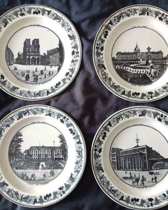 N.4 piatti da cabinet, di Creil, Souvenir de Paris
