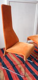 4 sedie design beb, lazy 05 chairs anni 90 arancio