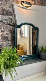 Grande Specchio Vintage Anni 70 Vetro Fumé verde