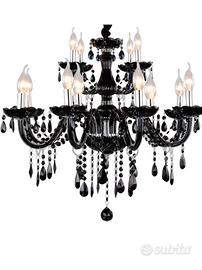 Lampadario a sospensione cristallo /plexiglas nero