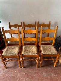 6 sedie legno massiccio