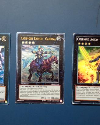 lotto 3 carte yugioh xyz Campione eroico ultimate