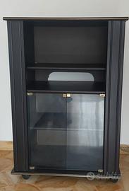 mobiletto porta tv con 2 antine in vetro e ripiani