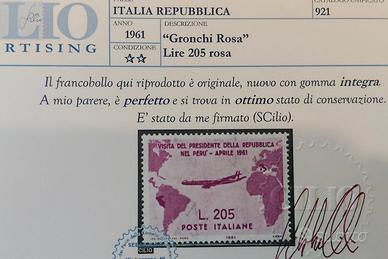 francobollo Gronchi roca con certificato