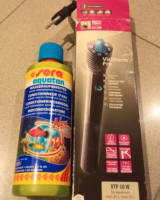 Riscaldatore per acquario max 50 lt+Acquatan Sera