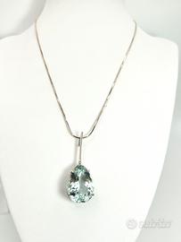 Collana S925 con big gemma Acquamarina