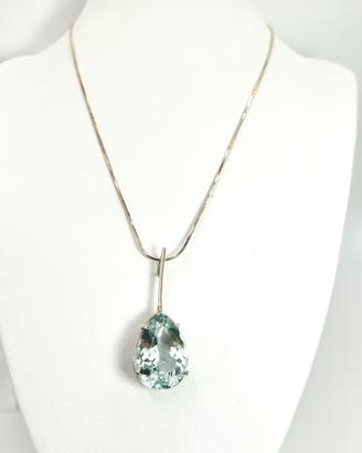Collana S925 con big gemma Acquamarina