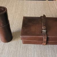 Set pic-nic pelle fine '800 cestino+portabottiglie