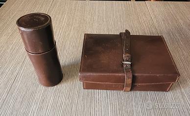 Set pic-nic pelle fine '800 cestino+portabottiglie