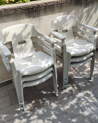 6 sedie da giardino in resina bianca 