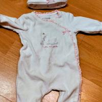 tutina + cappellino coordinato neonata 0/1mese