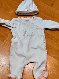 tutina + cappellino coordinato neonata 0/1mese