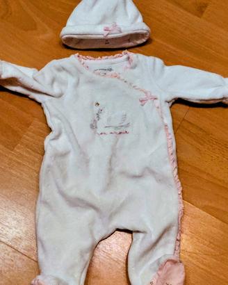 tutina + cappellino coordinato neonata 0/1mese