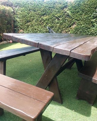 tavolo e panche in legno  vero