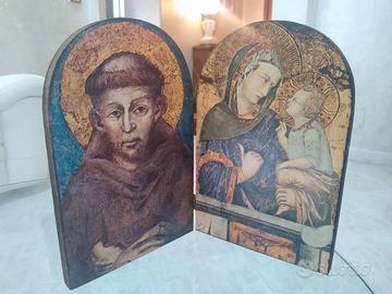 Icona stile Bizantino libro San Francesco Madonna 