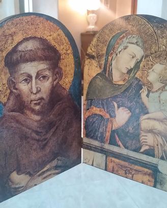 Icona stile Bizantino libro San Francesco Madonna 