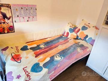 Letto singolo+materasso+coperta+cuscino+lenzuole
