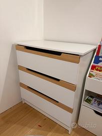 Cassettiera Fasciatoio bianco faggio