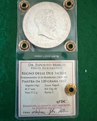 Piastra  120 Grana 1857 Fedinando II di Borbone