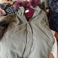 Parka verde militare con interno pelliccia