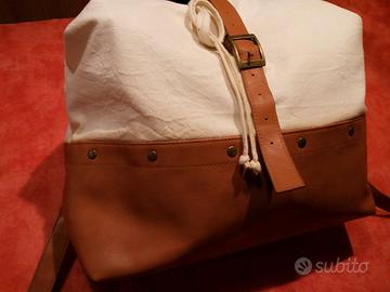 Zaino in pelle e canvas artigianale unisex